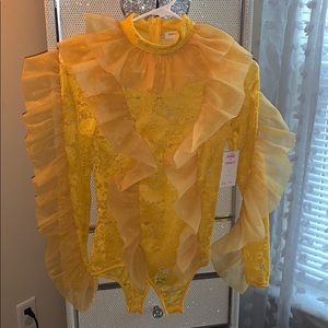 Yellow ruffle bodysuit